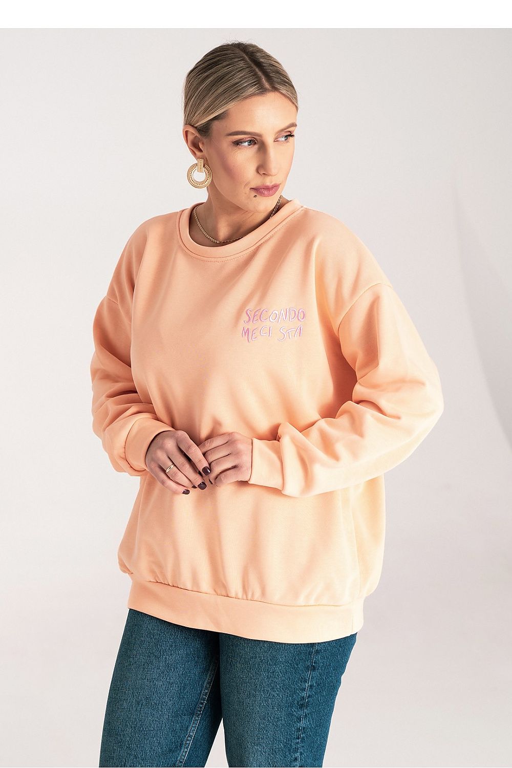 Women's Sweatshirt Crew Neck Letter Print Relaxed Cotton Blend – Sweatshirt | GUOCALI – view 4