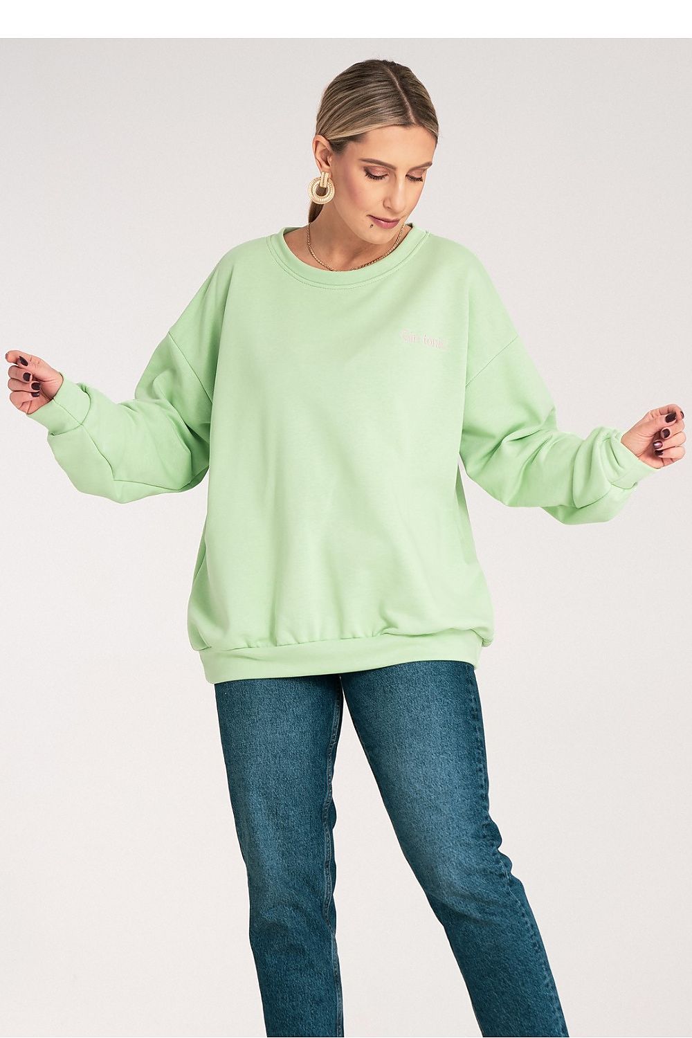 Women's Sweatshirt Crew Neck Letter Print Relaxed Cotton Blend – Sweatshirt | GUOCALI – view 6