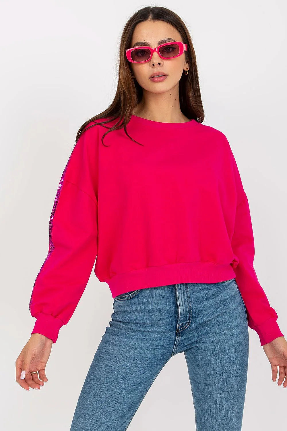 Women's sweatshirt Crew Neck Minimalist Waist Length Stretch Viscose – view 4