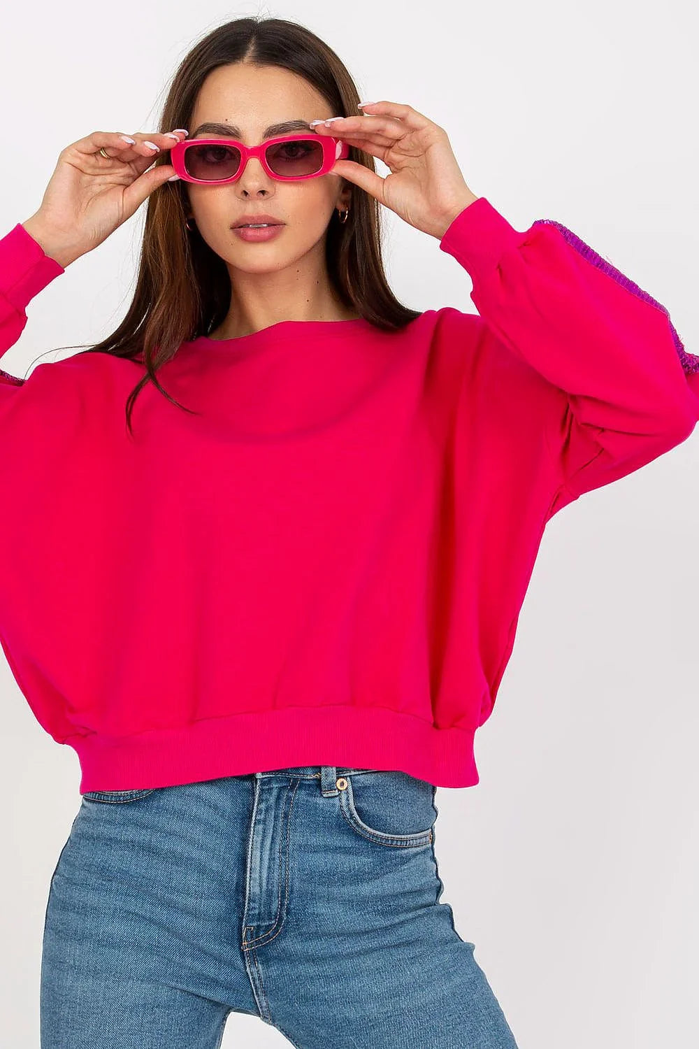 Women's sweatshirt Crew Neck Minimalist Waist Length Stretch Viscose – view 6