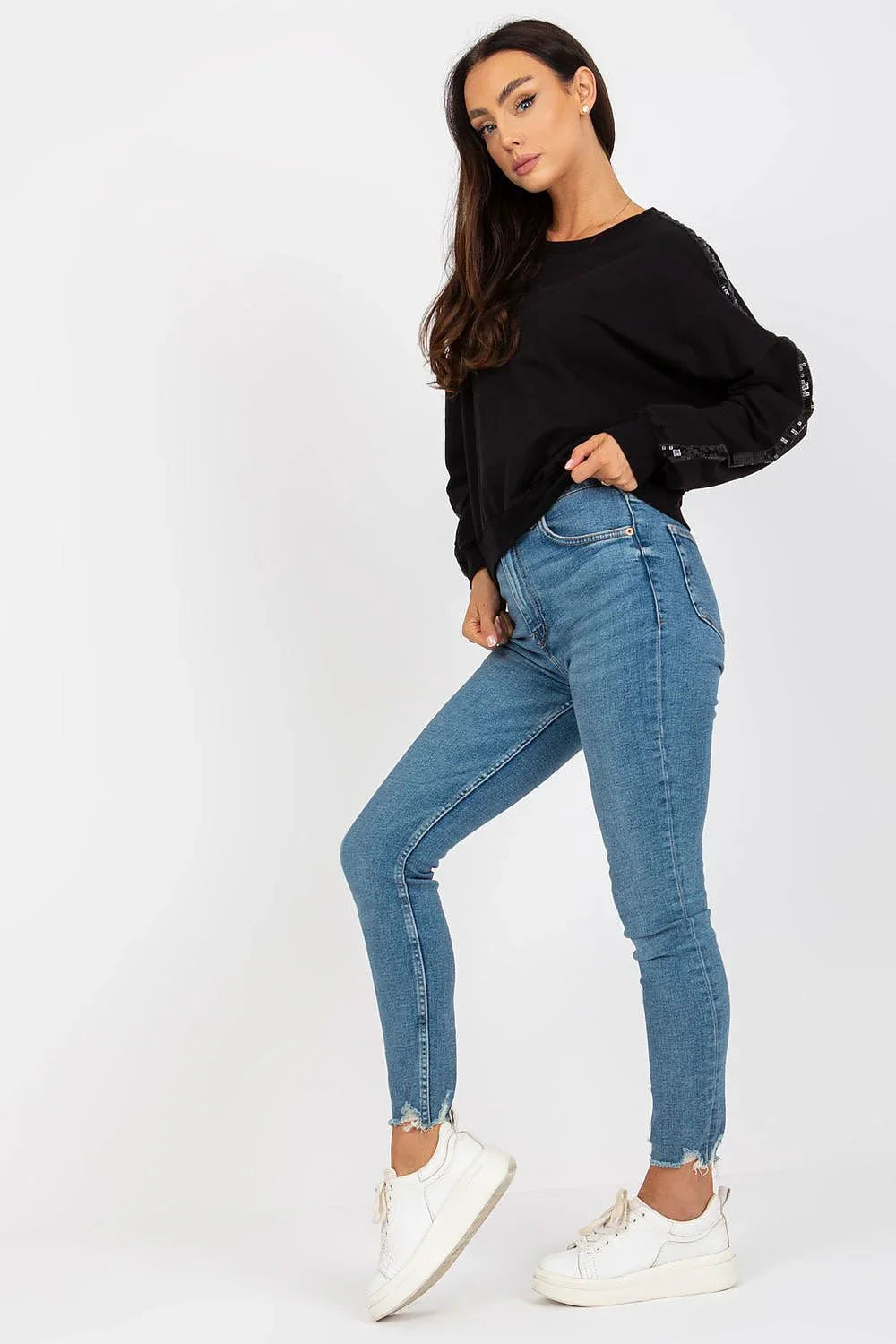 Women's sweatshirt Crew Neck Minimalist Waist Length Stretch Viscose – view 8