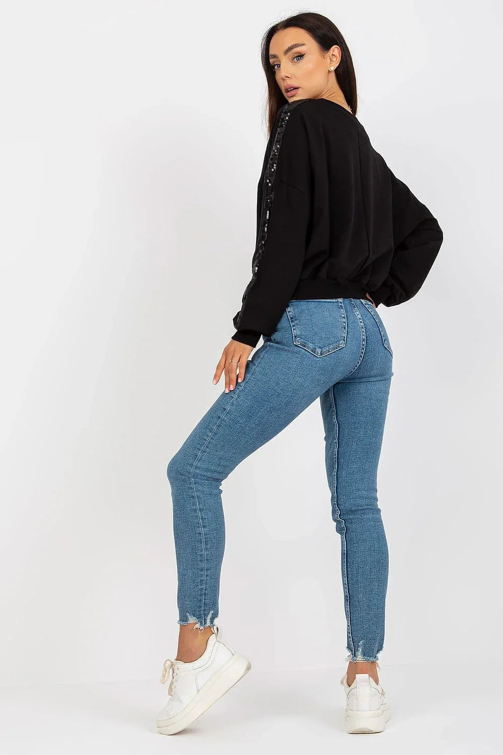 Women's sweatshirt Crew Neck Minimalist Waist Length Stretch Viscose – view 9