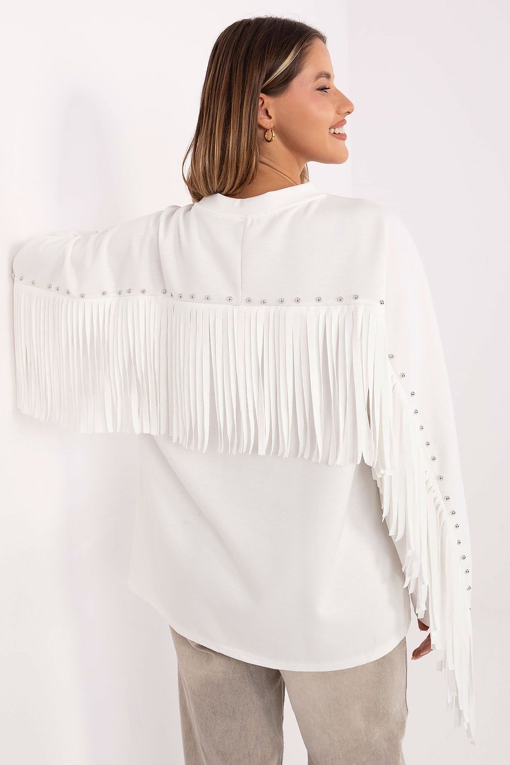 Women's sweatshirt white viscose blend casual look