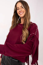 Women's sweatshirt Crew Neck Waist Length Viscose Polyester Blend – view 7