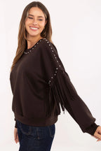 Women's sweatshirt Crew Neck Waist Length Viscose Polyester Blend – view 9
