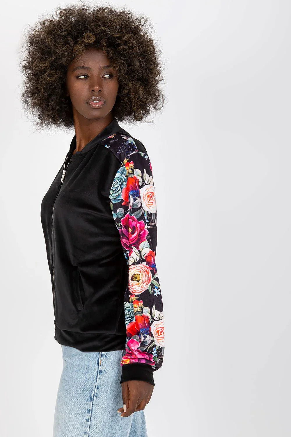 Women's sweatshirt Full-Zip Crew Neck Side Pockets Stretch Viscose – view 2