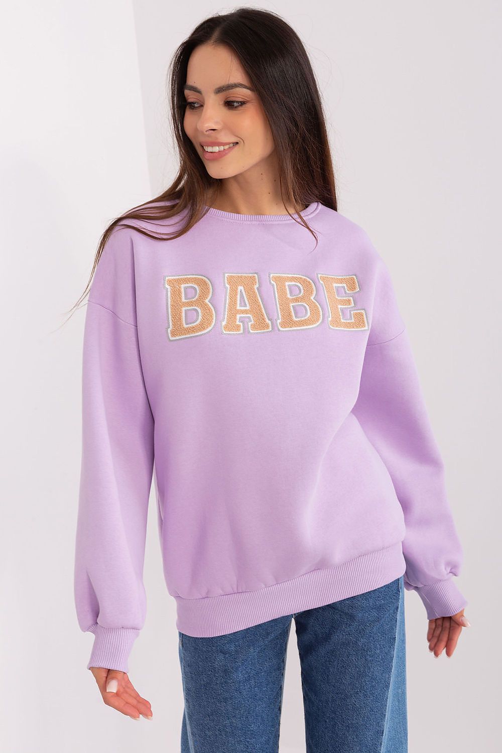 Women's Sweatshirt Crewneck Front Print Textured Cotton Blend – Sweatshirt | GUOCALI – view 4