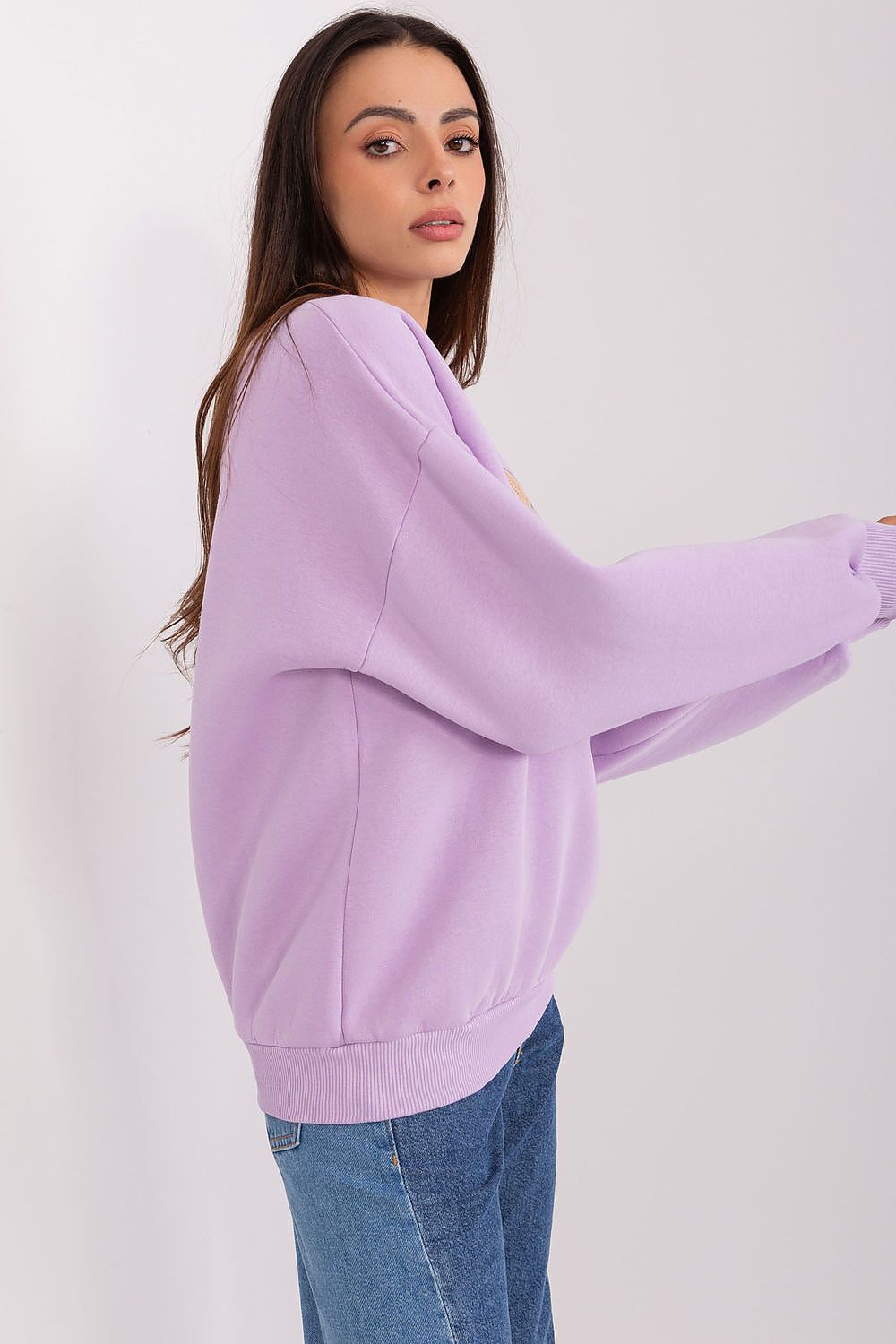 Women's Sweatshirt Crewneck Front Print Textured Cotton Blend – Sweatshirt | GUOCALI – view 6