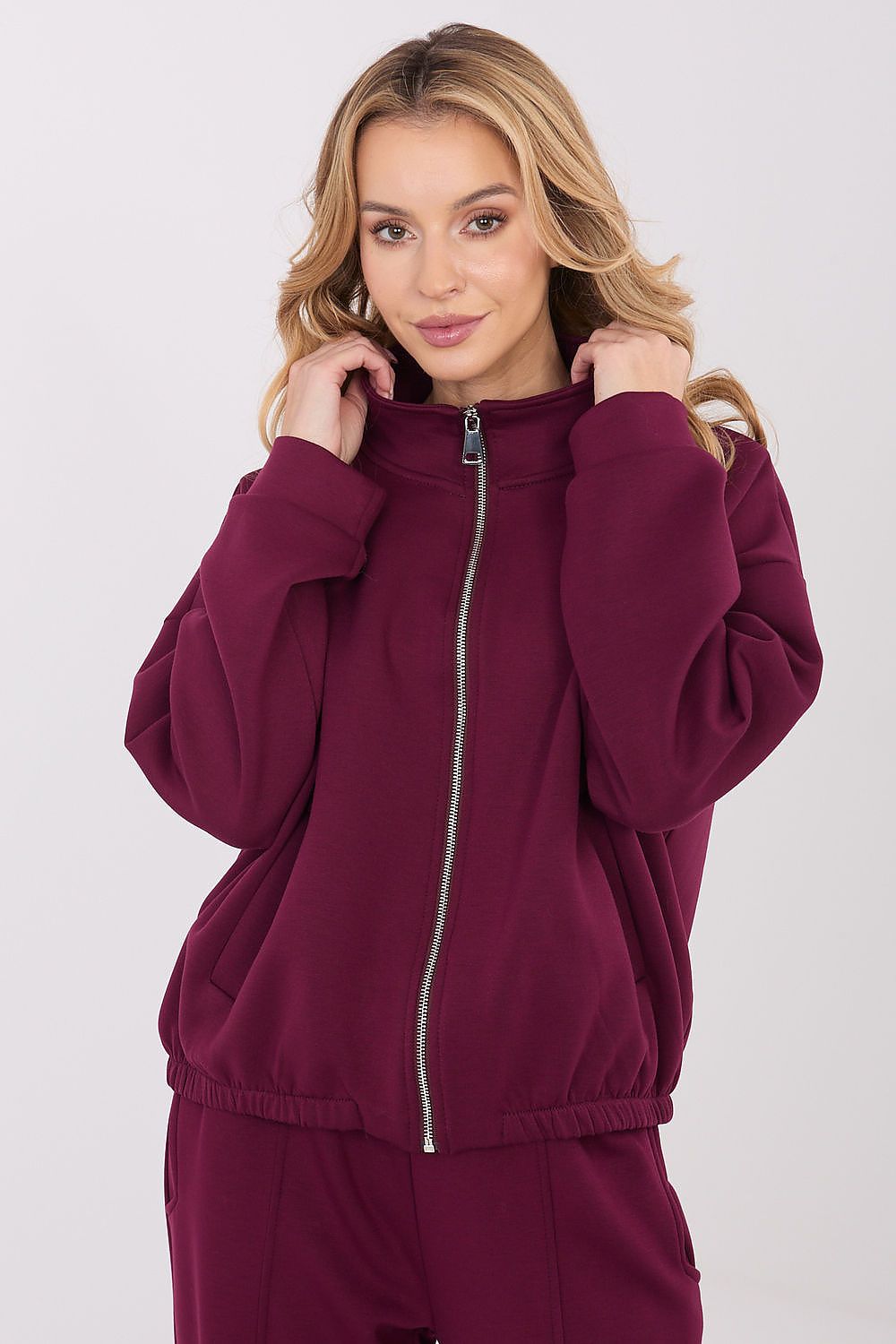 Women's Sweatshirt Full-Zip Stand Collar Loose Fit – Sweatshirt | GUOCALI – view 4