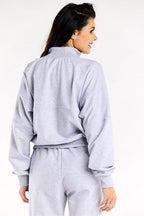 Women's Sweatshirt Mock Neck Quarter-Zip Cotton Blend – Sweatshirt | GUOCALI – view 2