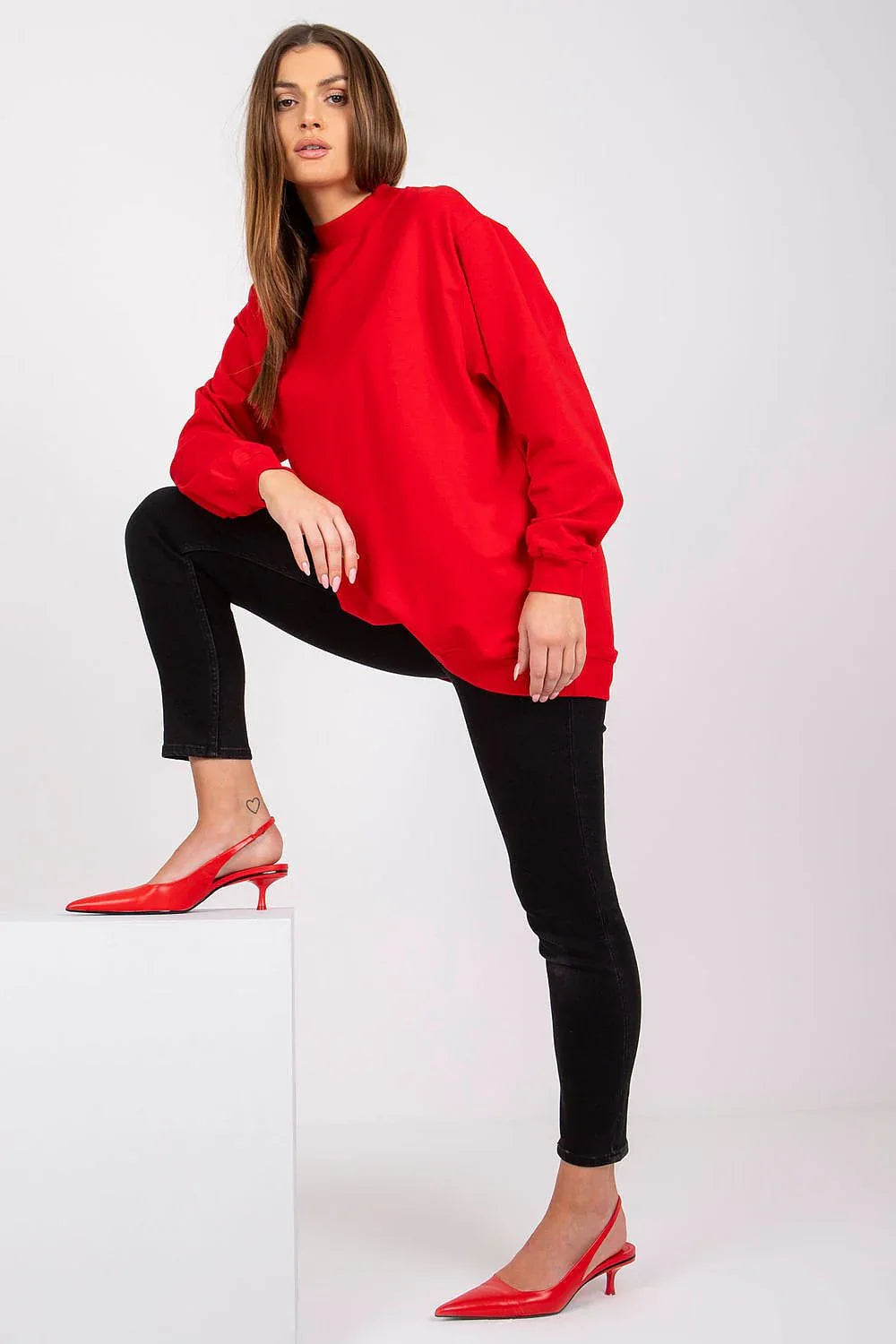 Women's Sweatshirt Mock Neck Solid Hip Length Stretch Cotton – Sweatshirt | GUOCALI – view 33