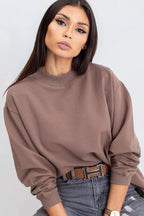 Women's Sweatshirt Mock Neck Solid Hip Length Stretch Cotton – Sweatshirt | GUOCALI – view 37