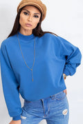 Women's sweatshirt Mock Neck Solid Hip Length Stretch Cotton – main view