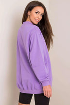 Women's sweatshirt Mock Neck Solid Hip Length Stretch Cotton – view 16