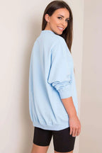 Women's sweatshirt Mock Neck Solid Hip Length Stretch Cotton – view 10