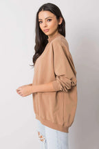 Women's sweatshirt Mock Neck Solid Hip Length Stretch Cotton – view 13