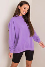 Women's sweatshirt Mock Neck Solid Hip Length Stretch Cotton – view 15