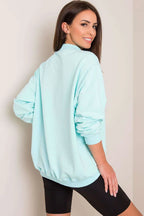 Women's sweatshirt Mock Neck Solid Hip Length Stretch Cotton – view 5