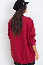 Women's sweatshirt Mock Neck Solid Hip Length Stretch Cotton – view 8