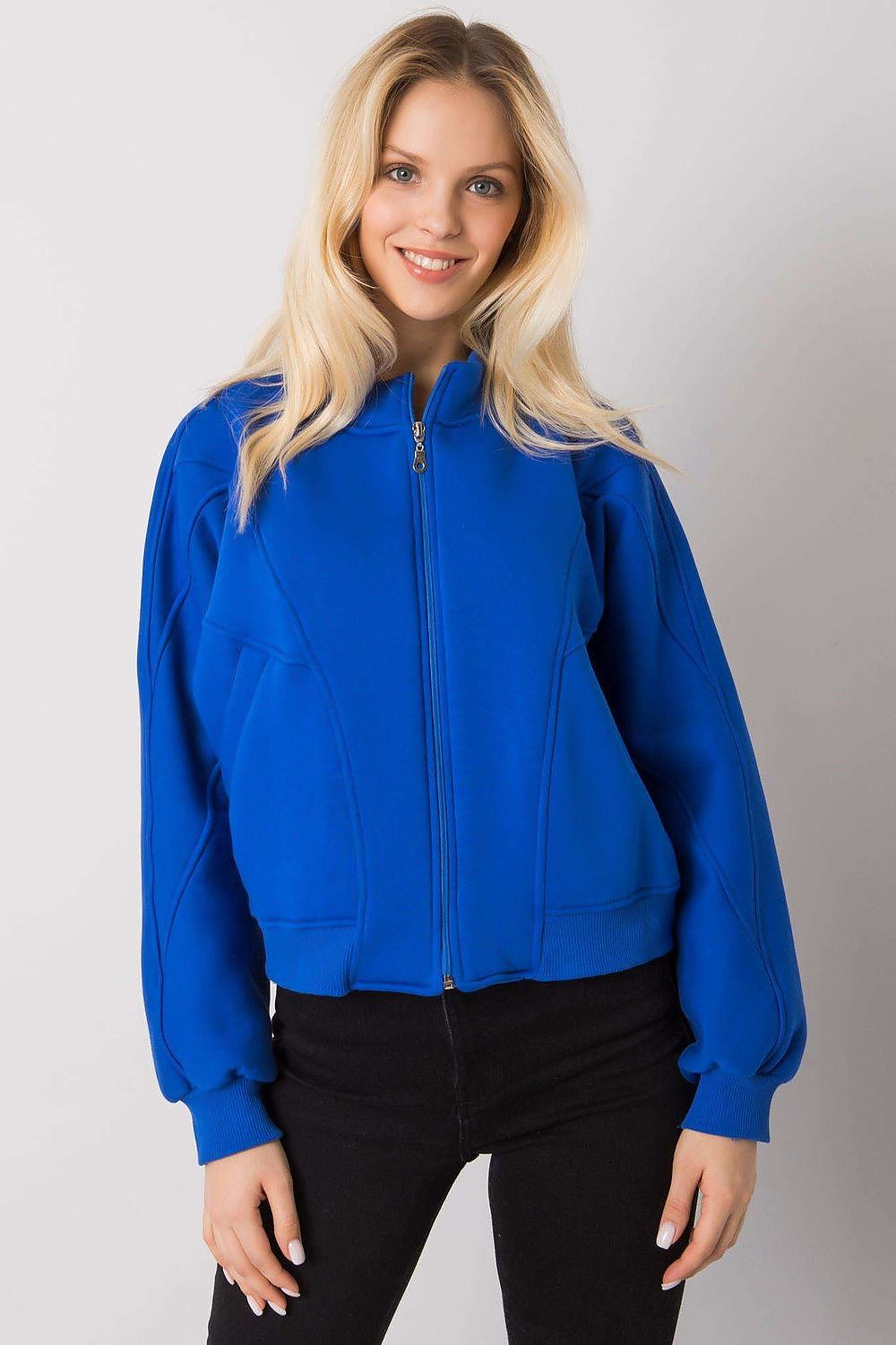 Women's sweatshirt Mock Neck Full-Zip Split Pockets Cotton Blend – view 4