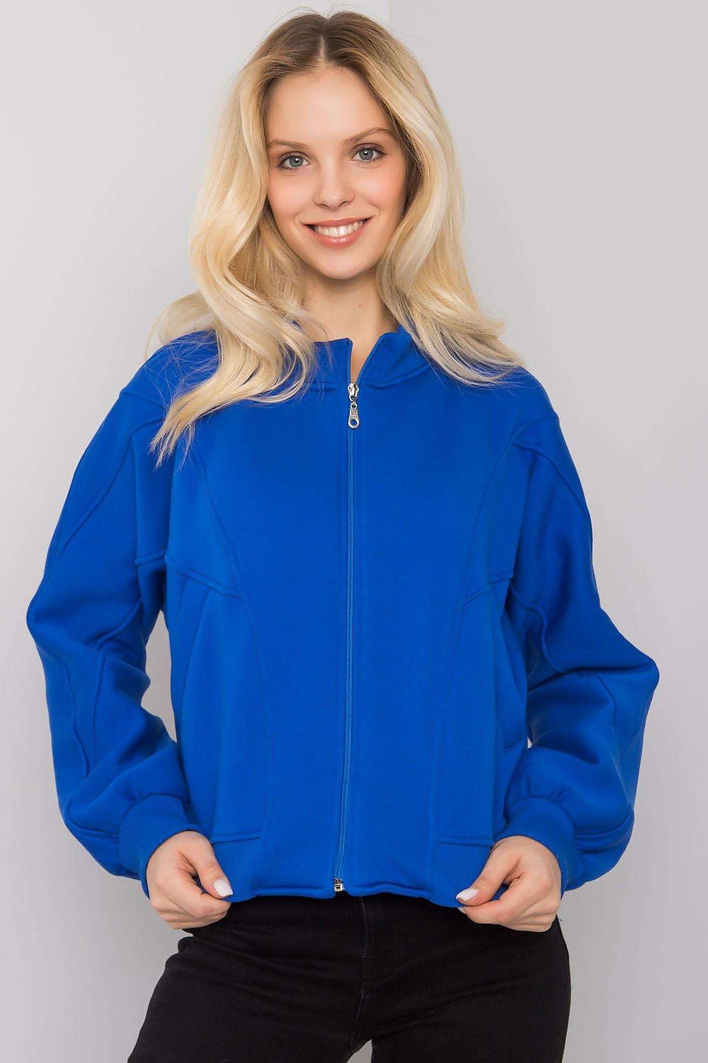 Women's sweatshirt Mock Neck Full-Zip Split Pockets Cotton Blend – view 5