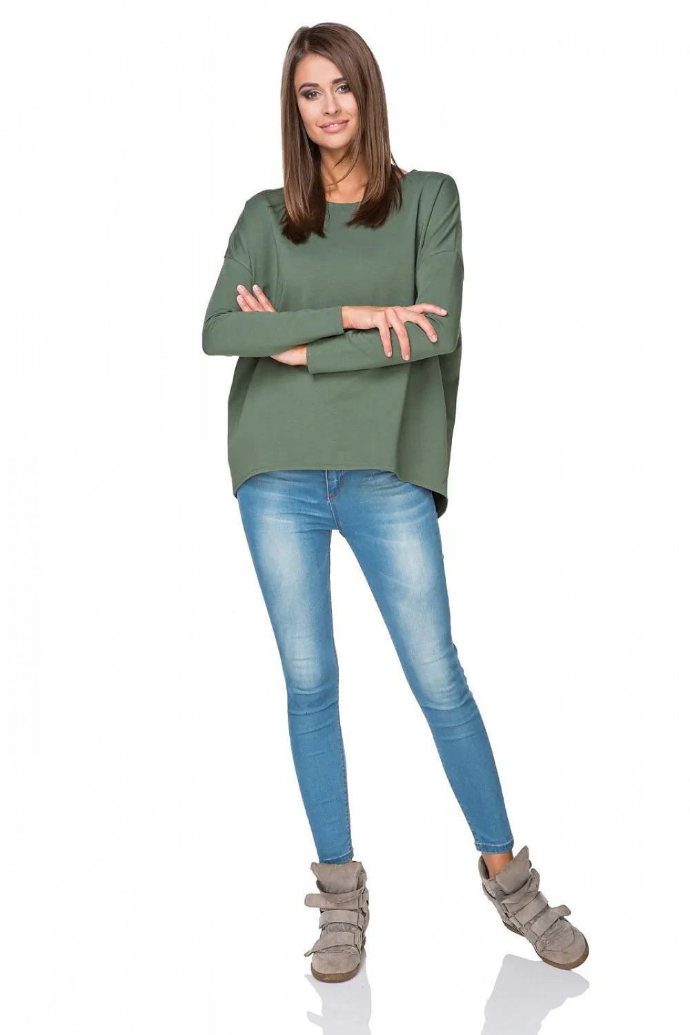 Women's sweatshirt Oversized Crew Neck Stretch Cotton Blend – view 5