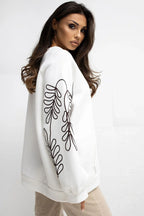 Women's sweatshirt Oversized Embroidered Kangaroo Pocket Crew Neck – view 11