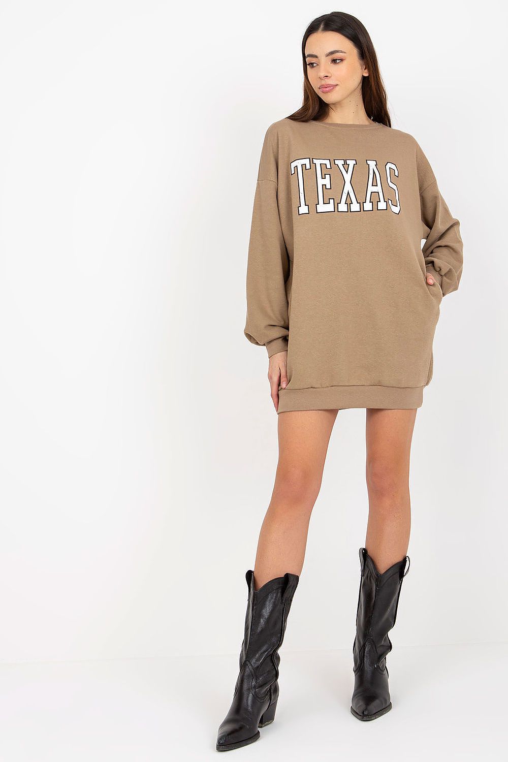 Women's Sweatshirt Oversized Longline College Print Side Pockets – Sweatshirt | GUOCALI