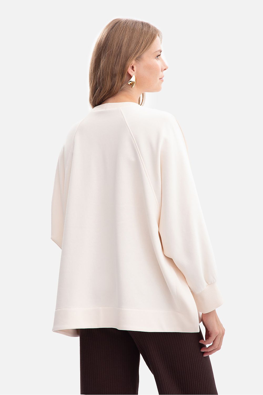 Women's sweatshirt beige cotton casual look