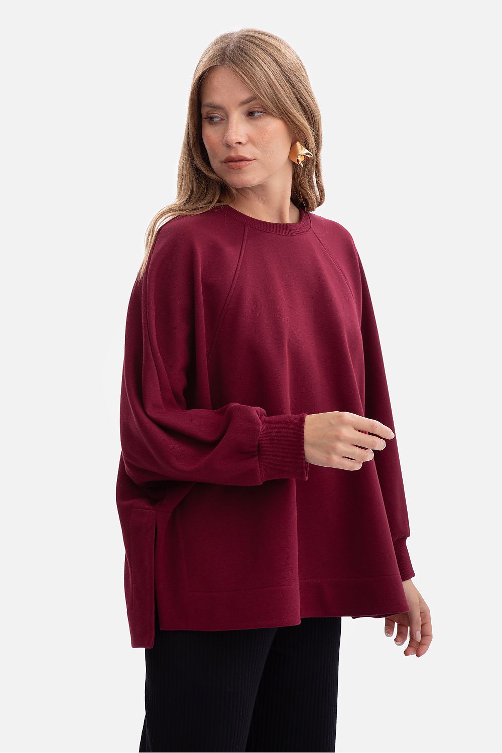 Women's Sweatshirt Oversized Raglan Side Slits Cotton – Sweatshirt | GUOCALI – view 13