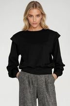 Women's Sweatshirt Oversized Shoulder Pads Crew Neck – Sweatshirt | GUOCALI