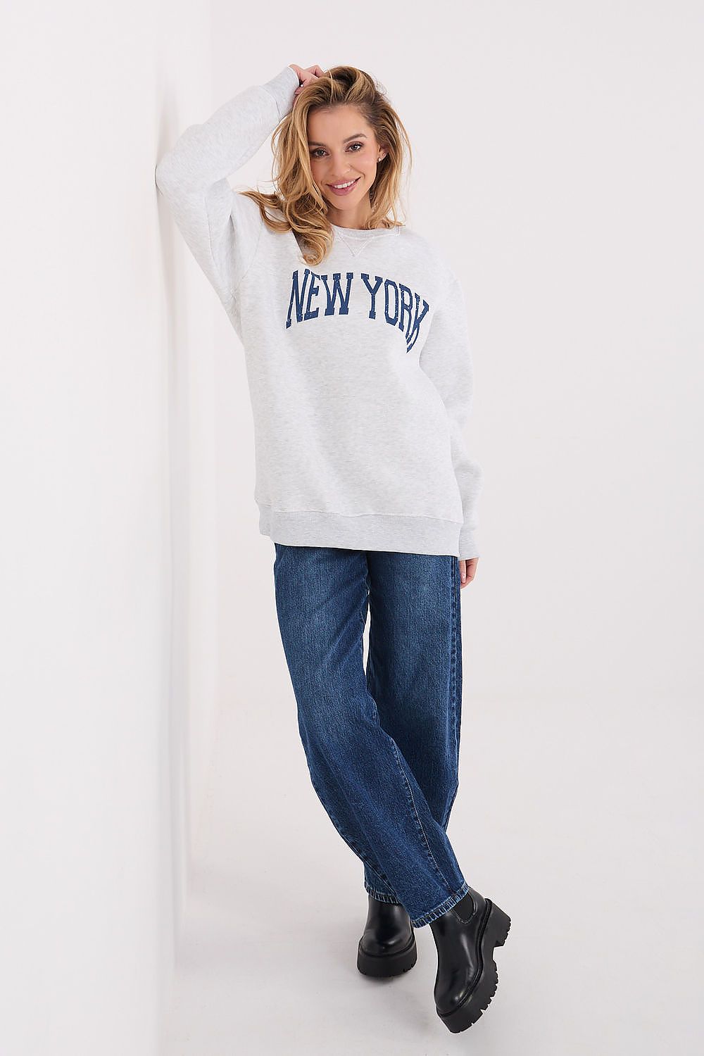 Women's Sweatshirt Slogan Print Crew Neck Loose Fit – Sweatshirt | GUOCALI – view 2