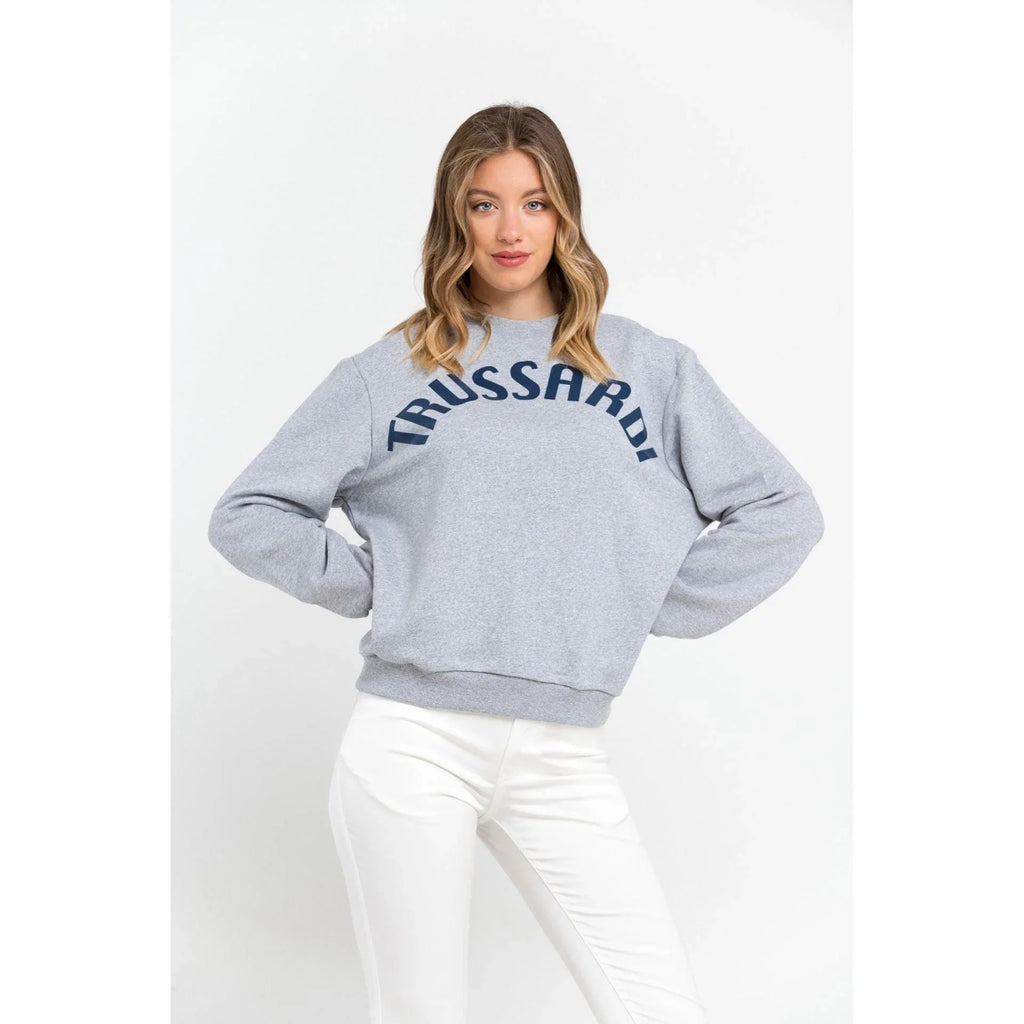 Women's sweatshirt Trussardi Logo Lettering Crew Neck Grey Blue – view 2