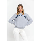 Women's sweatshirt Trussardi Logo Lettering Crew Neck Grey Blue – view 2