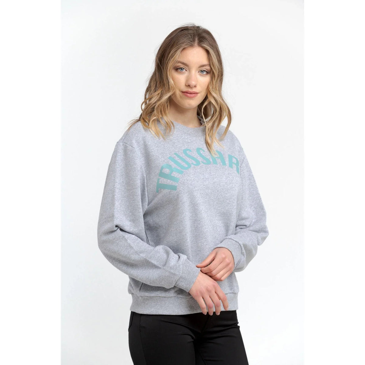 Women's sweatshirt Trussardi Logo Round Neck Grey Green Print – view 2