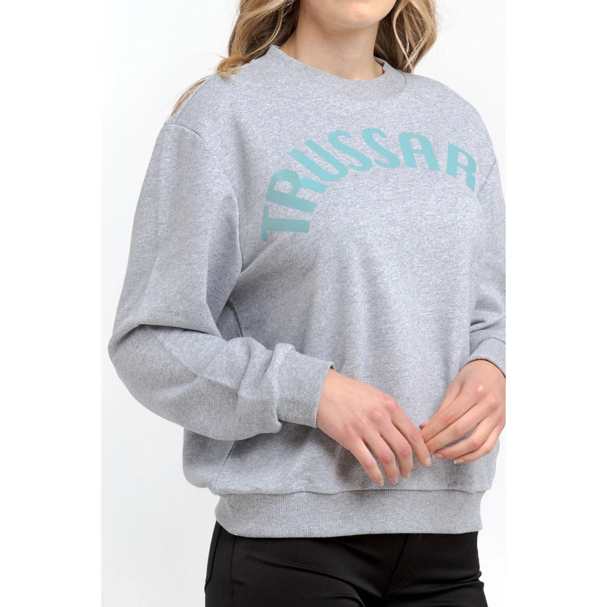 Women's sweatshirt Trussardi Logo Round Neck Grey Green Print – view 3