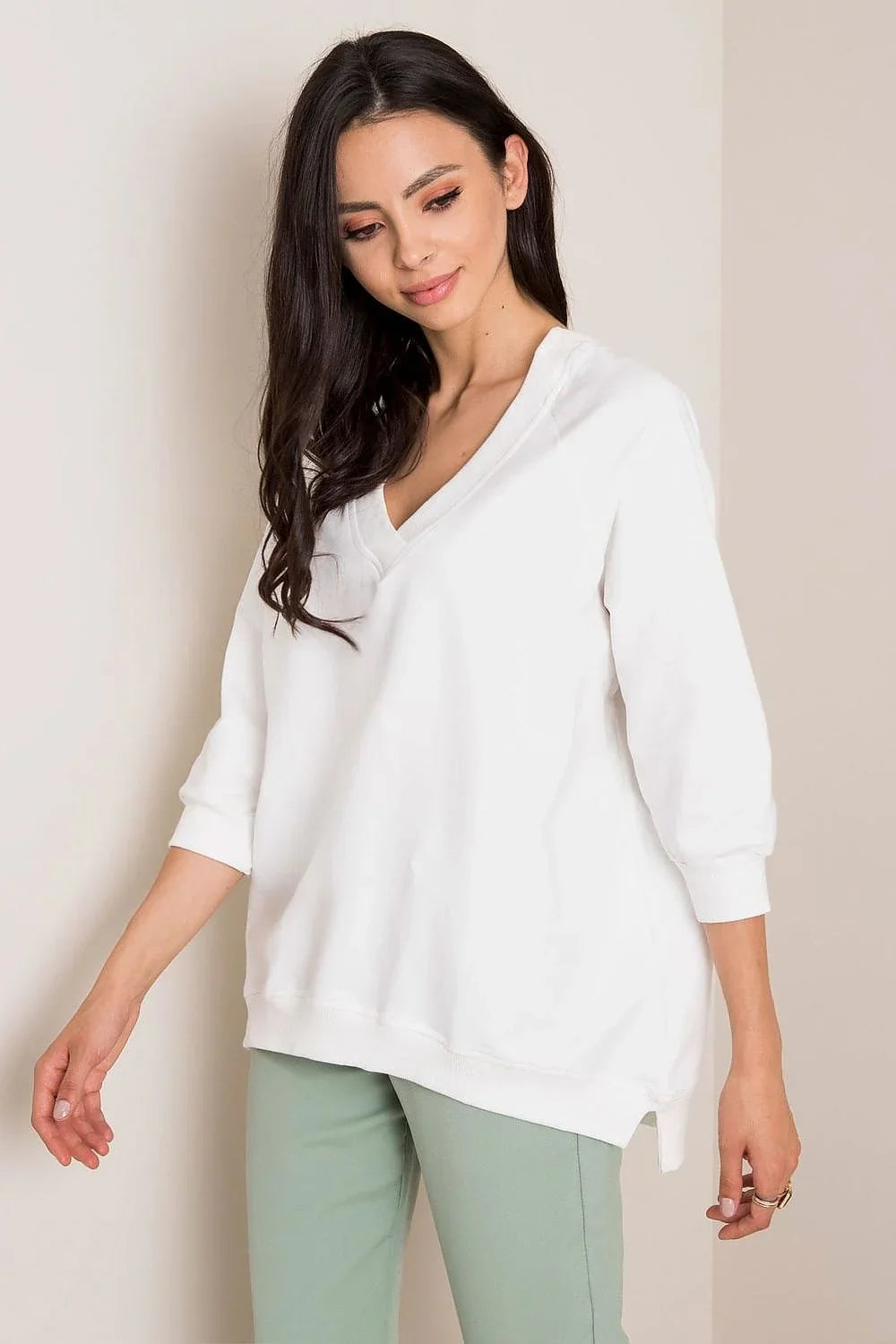 Women's sweatshirt Oversized Solid Hip Length Pullover – view 15