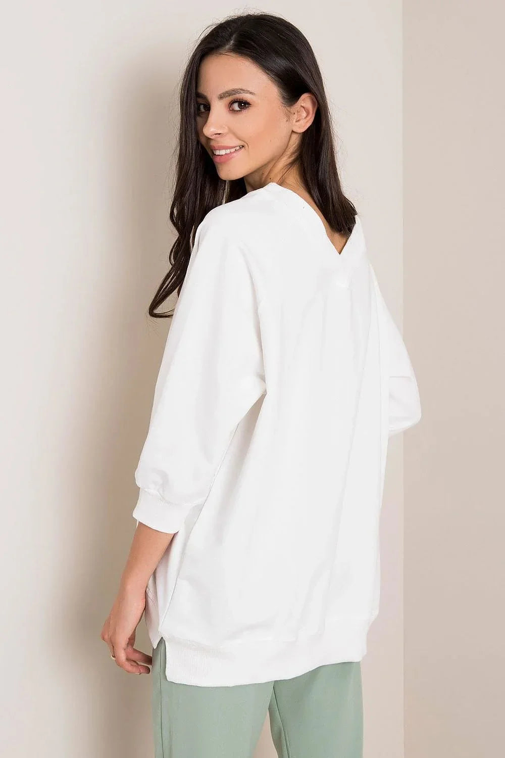 Women's sweatshirt Oversized Solid Hip Length Pullover – view 16