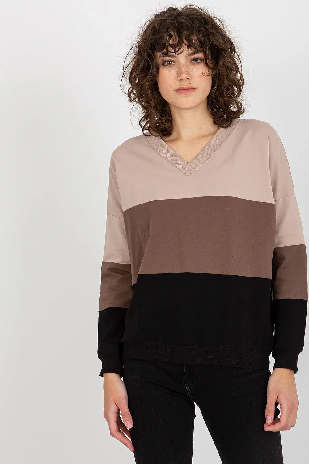 Women's Sweatshirt - V-Neck With Regular Fit - Guocali
