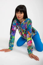 Women's sweatshirt Zip-Up Graphic Side Seam Pockets Blue – view 3