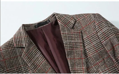 Men Blazer - Plaid Formal Blazer -Guocali